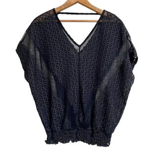 Guess sheer lace top with dropped shoulders